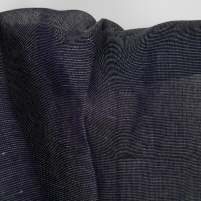 Linen fabric dark cobalt blue and green transparent gauze