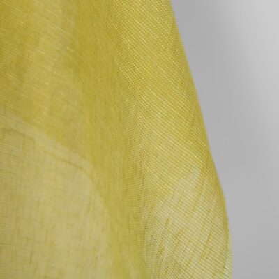 Linen fabric yellow green transparent, pure linen