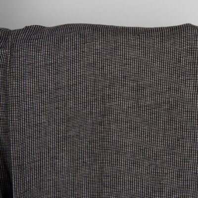 Linen black checked double sided fabric washed darker side