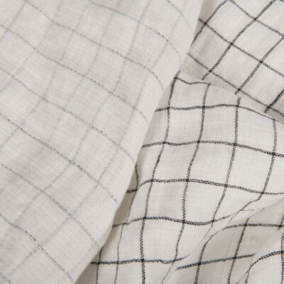 White checked double-layer linen fabric washed 4 White checked double-layer linen fabric washed