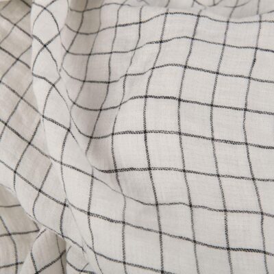 White checked double-layer linen fabric washed 6 White checked double-layer linen fabric washed