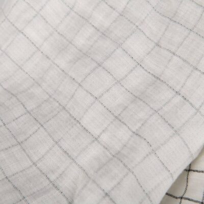 White checked double-layer linen fabric washed 5 White checked double-layer linen fabric washed