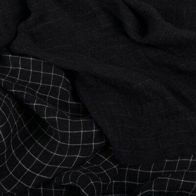 Black checked double-layer linen fabric washed 4 Black checked double-layer linen fabric washed
