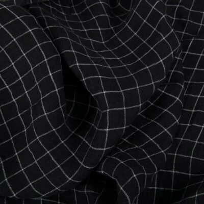 Black checked double-layer linen fabric washed 6 Black checked double-layer linen fabric washed