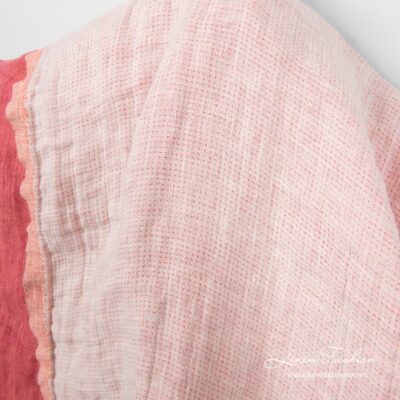 Rose linen fabric washed double-sided 6 Fabric side woven from white and creamy yarns with rose dots