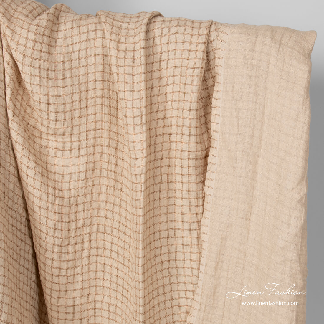 Washed linen double sided sand colour fabric
