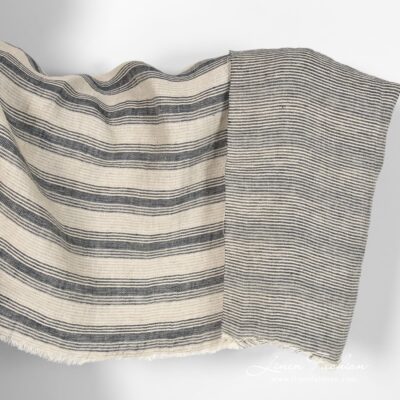 Washed vanilla linen fabric double-sided striped 5 Striped linen fabric