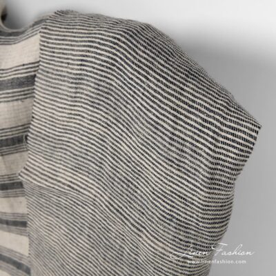Washed vanilla linen fabric double-sided striped 8 Striped linen diagonal stripes