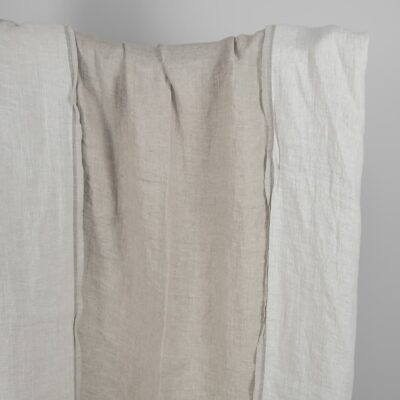 Washed linen fabric natural-white double-sided