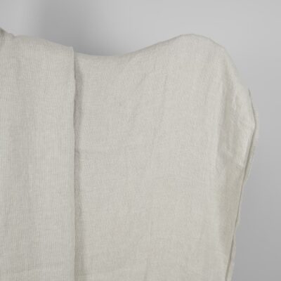 Washed linen fabric in natural and white colour stripes