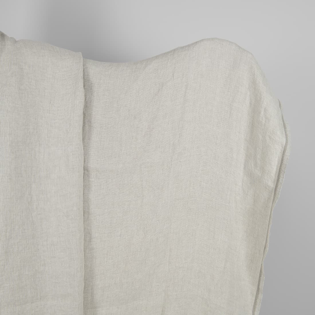 Washed linen fabric in natural and white colour stripes