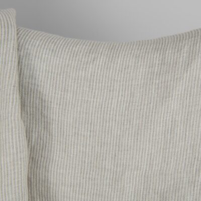 Washed linen fabric in natural and white colour stripes small pattern