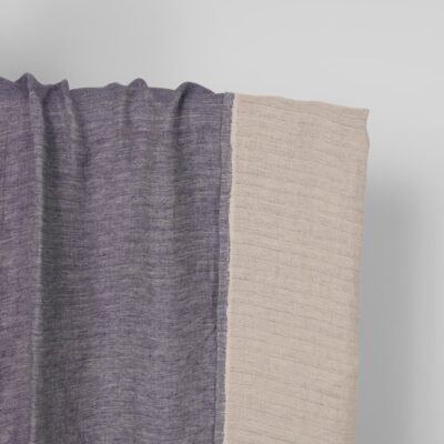 Washed linen fabric cobalt blue and beige double-sided 5 Washed linen fabric cobalt blue and beige double-sided