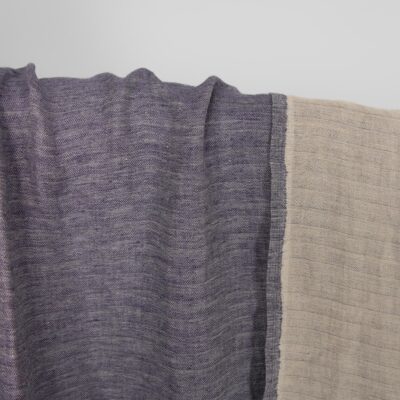 Washed linen fabric cobalt blue and beige double-sided 7 Washed linen fabric cobalt blue and beige double-sided, herringbone