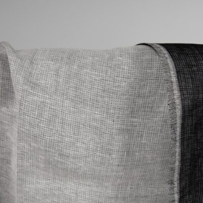 Linen double-sided fabric black white mix close up view