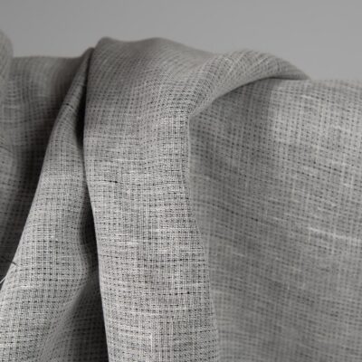 Linen double-sided fabric black white mix not washed