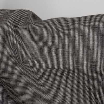 Linen black checked double sided fabric darker side