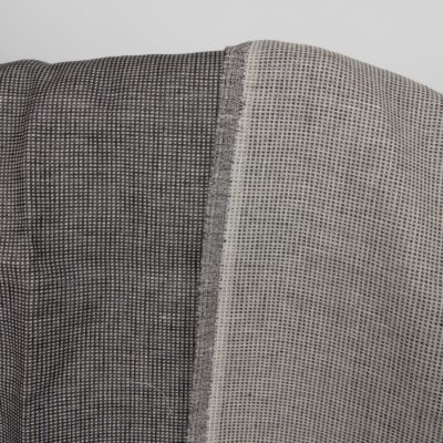 Linen black checked double sided fabric lighter side