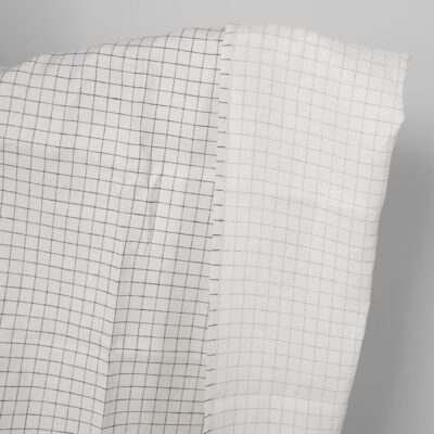 Linen fabric double-sided off-white with black checks