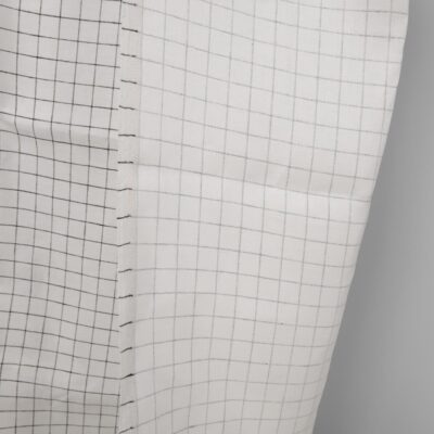 Linen fabric double-sided off-white with black checks lighter white side