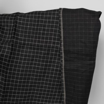 Linen fabric double-sided black with white checks