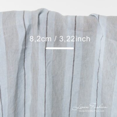 Pale blue striped linen fabric washed 8 Washed 100% linen fabric in pale blue.