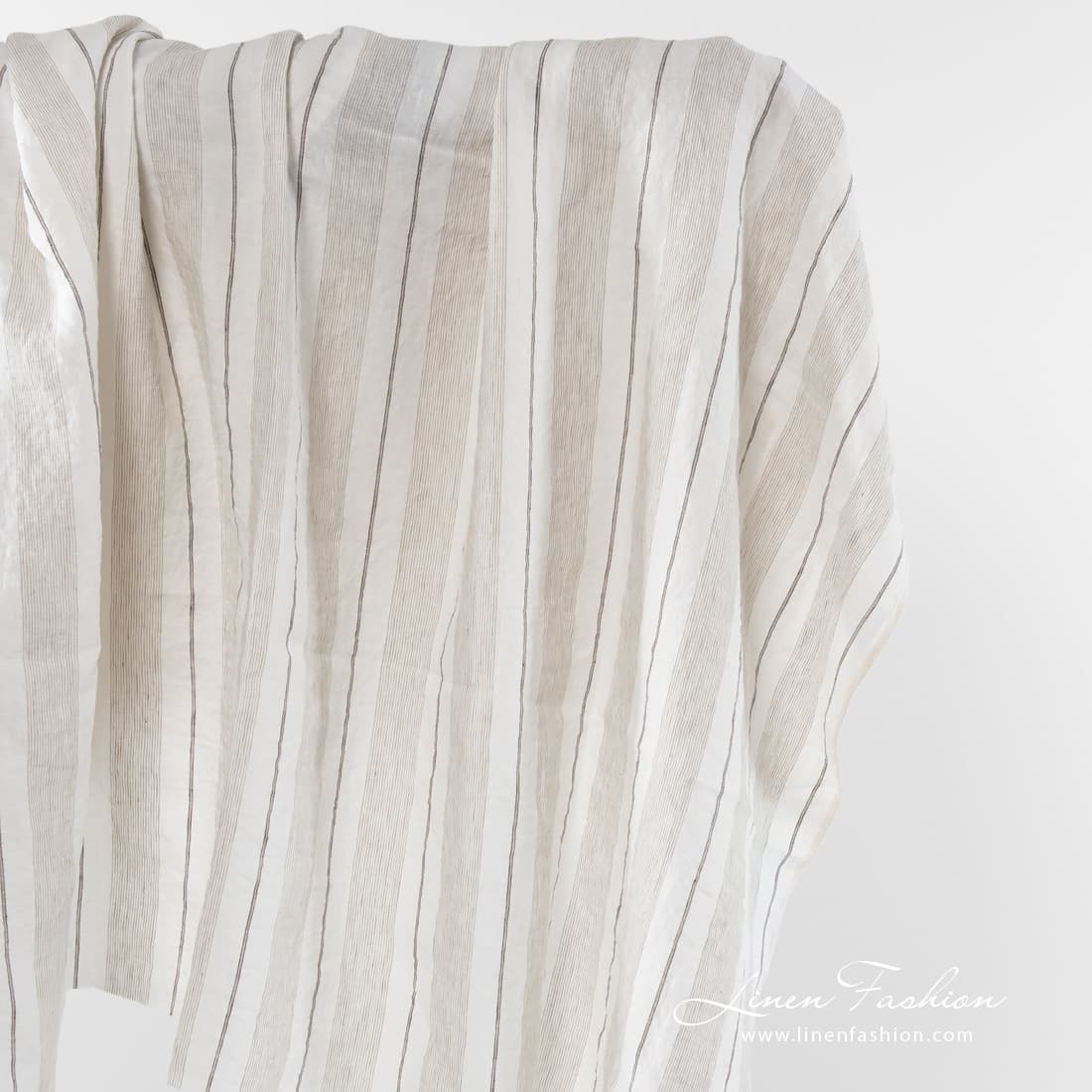 White linen fabric with stripes.