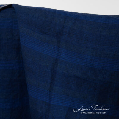 Washed linen fabric blue gradient striped 6 Denim linen fabric striped