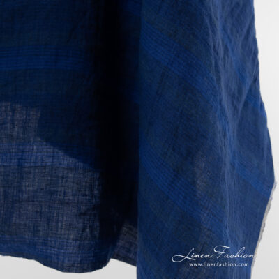 Washed linen fabric blue gradient striped 8 Denim linen fabric multicolored stripes