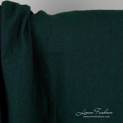 Blue-green linen fabric, specially washed to increase softness