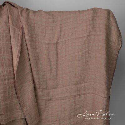 Washed linen fabric brownish grey colour check pattern 5 Washed linen fabric brownish grey colour check pattern
