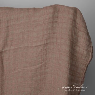 Washed linen fabric brownish grey colour check pattern 8 Washed linen fabric brownish grey colour check pattern 145cm