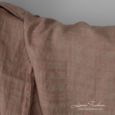 Washed linen fabric brownish grey colour check pattern 7 Washed linen fabric brownish grey colour check pattern product photo
