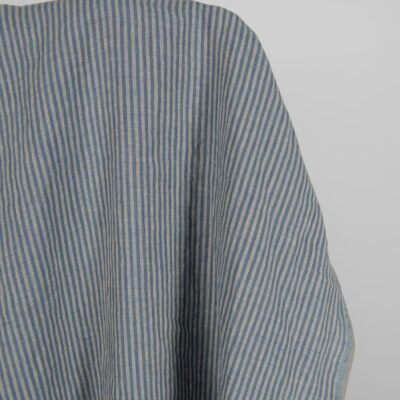 Washed linen fabric with blue stripes 145cm