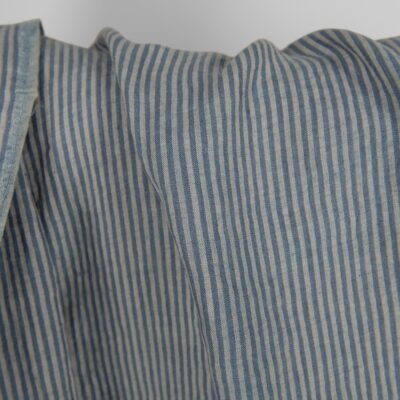 Washed linen fabric with blue stripes product photo