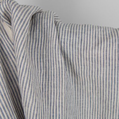 Washed linen fabric with brownish and blueish grey stripes product photo