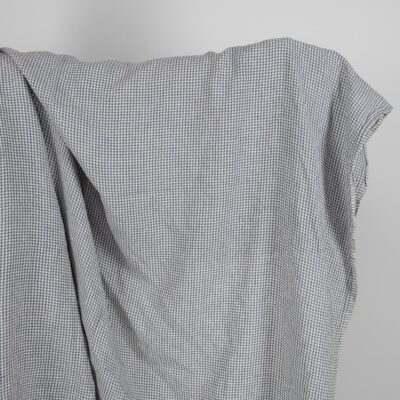 Washed linen fabric with small blue and brownish checks 5 Washed linen fabric with small blue and brownish checks