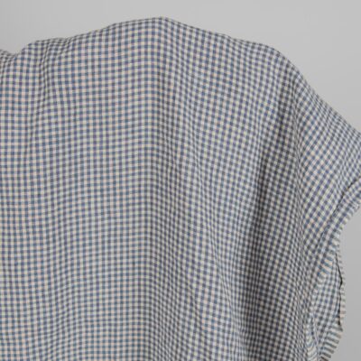Washed linen fabric with small blue and brownish checks 6 Washed linen fabric with small blue and brownish checks product photo