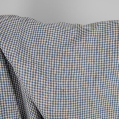 Washed linen fabric with small blue and brownish checks 7 Washed linen fabric with small blue and brownish checks 145cm