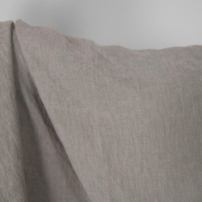 Washed linen fabric greenish lilac, plain weave