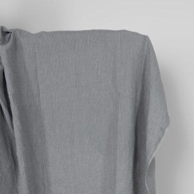 Washed linen fabric grey white stripes