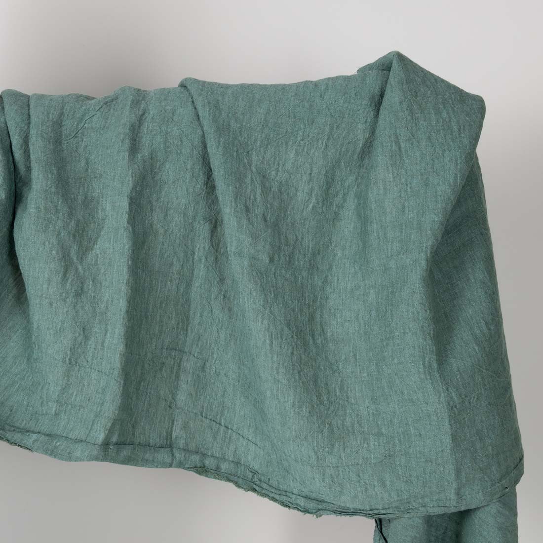 Wide green fabric, washed linen