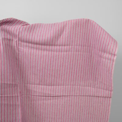 Linen fabric with pink stripes