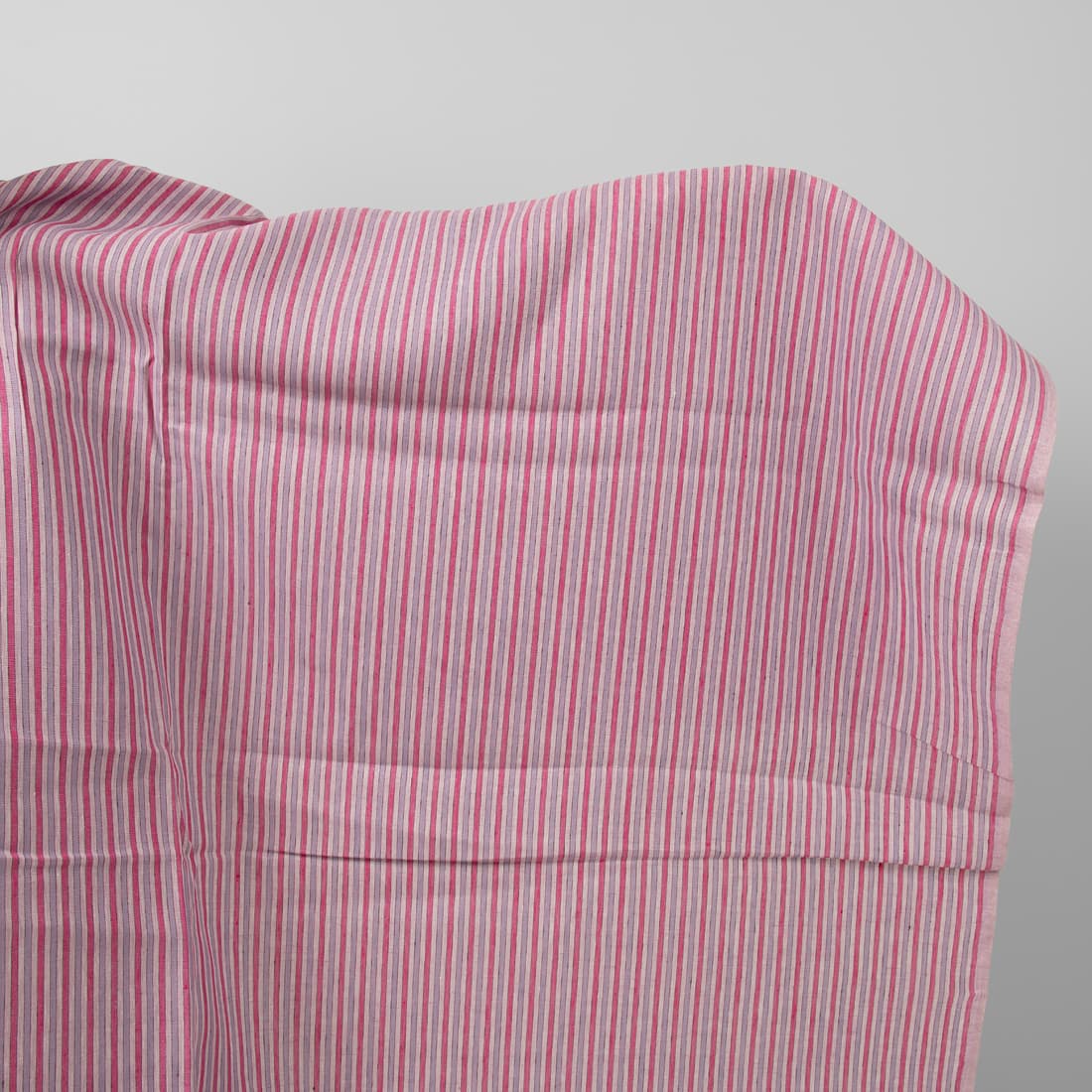 Linen fabric with pink stripes