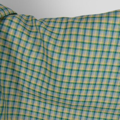 Linen fabric with blue and green checks product photo
