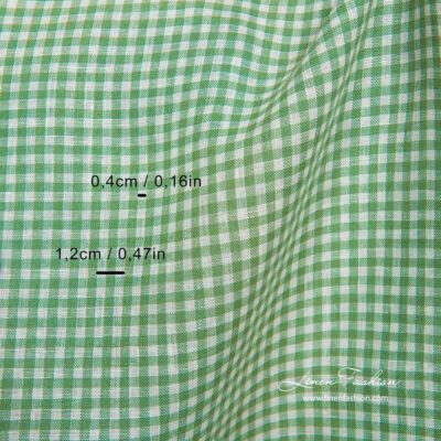 Linen fabric in white and green checks
