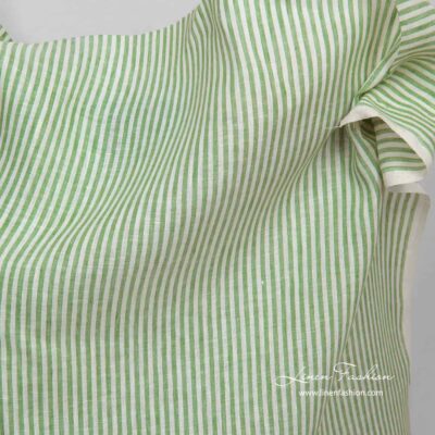 Linen fabric in white and green stripes