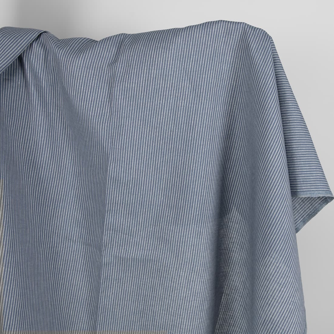 Linen fabric with blue stripes