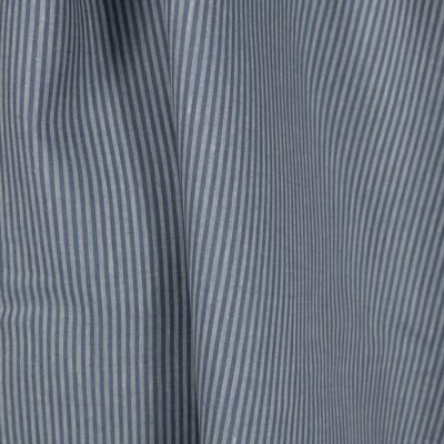 Linen fabric with blue stripes close up detail