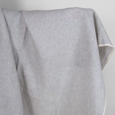 Linen fabric in blue and brownish colour stripes